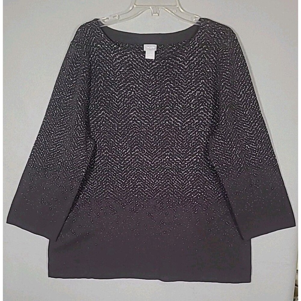 Chicos Sweater Womens XL Sz 3   Shimmer Shine Boat Neck Dinner Party Cocktail